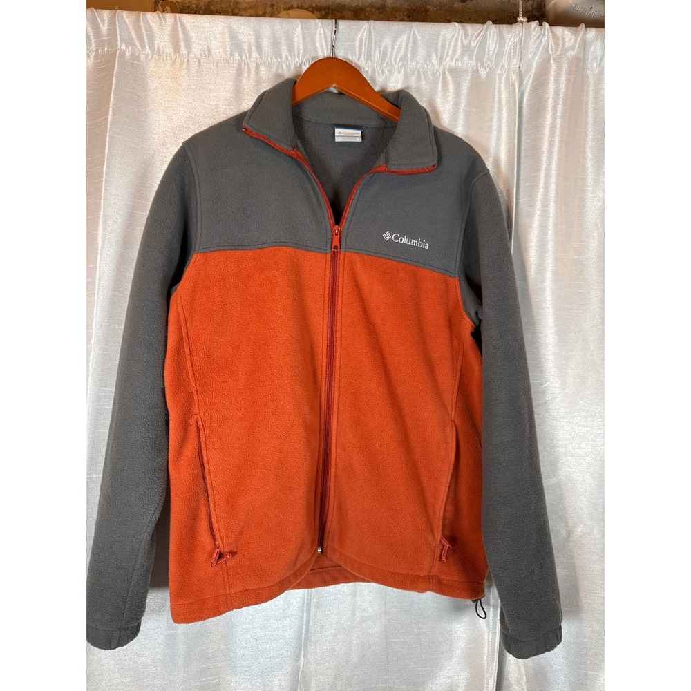 Columbia‎ Men's Fleece Jacket Gray Orange Full Zip Outdoor Warm Winter Coat M